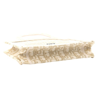 Christian Dior Gold Canvas Oblique Embroidered Mini Book Tote Bag