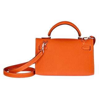 Hermes Orange Kelly 15 Epsom Leather With Palladium Hardware