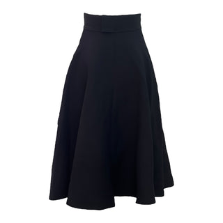 Christian Dior Black High Waist A-Line Midi Skirt