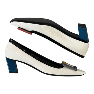 Roger Vivier Multicolor Patent Leather Buckle Low Heel Pumps