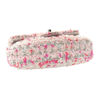 Chanel Pink Multicolor Tweed Quilted Mini Rectangular Flap Bag