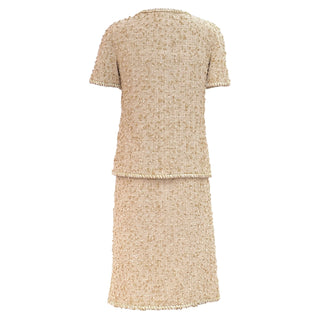 Chanel Gold Metallic Tweed Short Sleeve Jacket and Midi Skirt Set