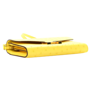 Hermès Jaune Citron Ostrich Constance Long Wallet To Go