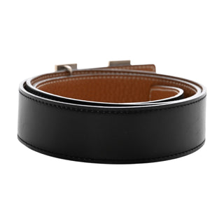 Hermès 32mm Reversible Belt In Gold Togo & Black Box Leather With Palladium H Buckle