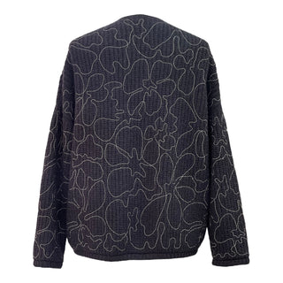 Brunello Cucinelli Grey Floral Embroidered Open-Front Cardigan