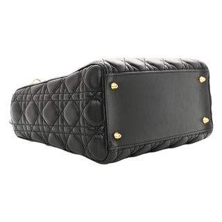 Christian Dior Black Lambskin Cannage Medium Lady Dior Bag