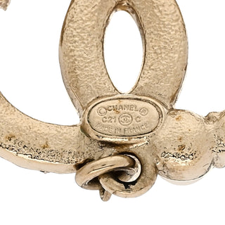 Chanel Gold-Tone Crystal & White Pearl CC Drop Earrings