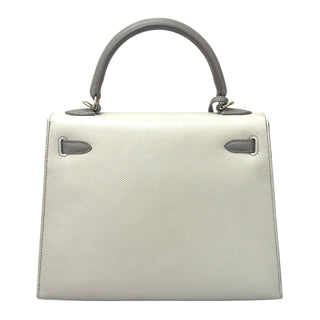 Hermès Kelly 25 Craie & Gris Asphalte In Epsom Leather With Gold Hardware