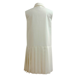 Miu Miu White Sleeveless Polo Dress with Pleated Hem