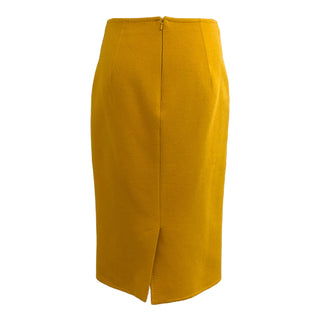 Max Mara Mustard Yellow Hooded Wool Wrap Coat & Skirt Set