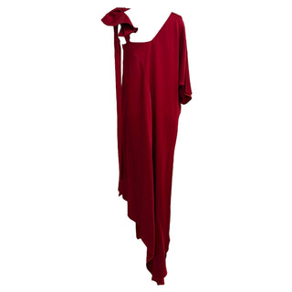 Valentino S.p.A. Red Silk One-Shoulder Draped Gown