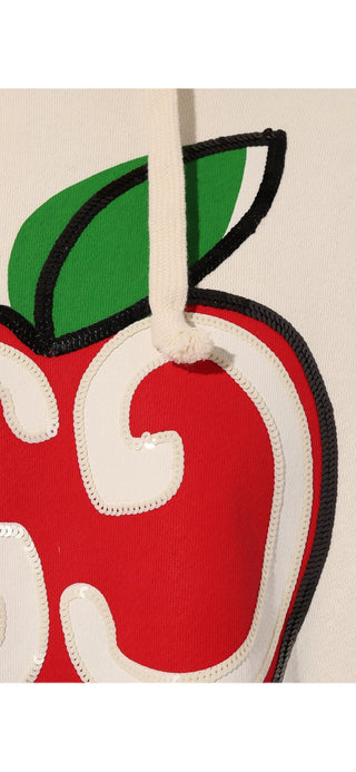Gucci Hoodie with GG Apple Print In White