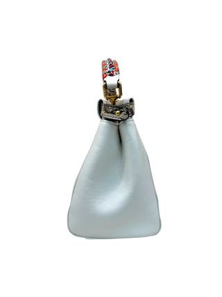 Fendi White Mini Peekaboo With Snakeskin Contrast Bag