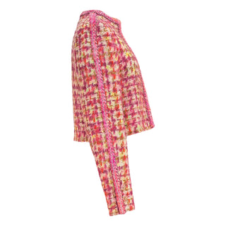 Chanel Multicolor Tweed Cropped Jacket with Braided Trim