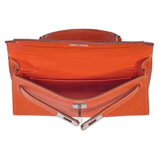 Hermes Orange Kelly 15 Epsom Leather With Palladium Hardware