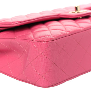 Chanel Medium Double Flap Bag In Pink Quilted Caviar Leather With Gold Hardware