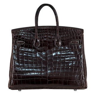 Hermès Birkin 25 Shiny Porosus Crocodile Cocoon With Palladium Hardware