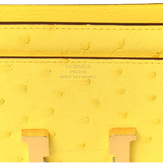 Hermès Jaune Citron Ostrich Constance Long Wallet To Go