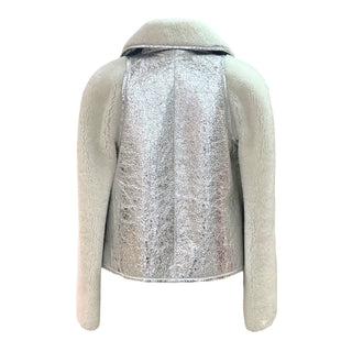 Chanel Silver Metallic Shearling Jacket