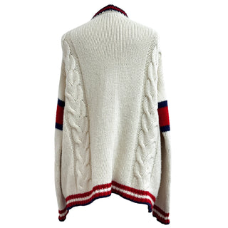 Gucci Ivory Wool Knit Cardigan With Embroidered Dogs