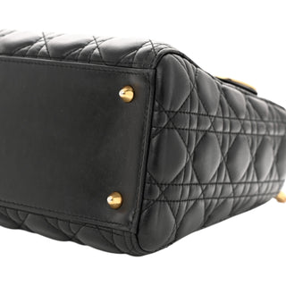Christian Dior Black Lambskin Cannage Medium Lady Dior Bag