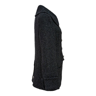 Chanel Black Metallic Tweed Double-Breasted Jacket with Jewel Buttons