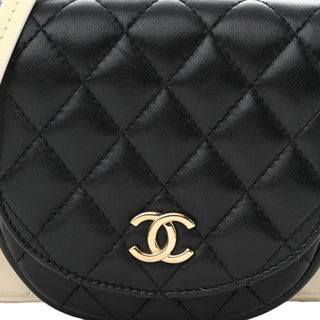 Chanel Black & White Quilted Side Packs Crossbody Bag
