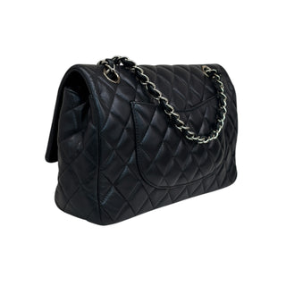 Chanel Black Quilted Lambskin Valentine Crystal Charms Medium Flap Bag With Silver Hardware