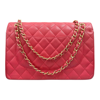 Chanel Coral Pink Caviar Quilted Jumbo Double Flap Bag with Gold Hardware