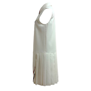 Miu Miu White Sleeveless Polo Dress with Pleated Hem
