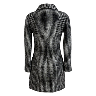 Chanel Black & White Houndstooth Wool Coat