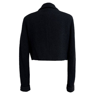 Chanel Black Cropped Braided Trim Tweed Jacket