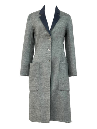 Hermes Grey Mélange Wool Tailored Coat with Contrast Lapel
