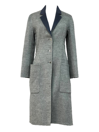 Hermes Grey Mélange Wool Tailored Coat with Contrast Lapel