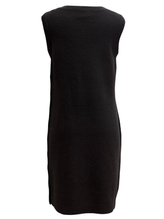 Chanel Black Knit Long Sleeveless With Pearl Side Detailing
