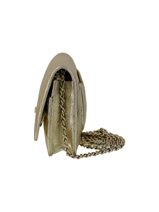 Chanel Metallic Gold Quilted Calfskin Reissue Wallet On Chain