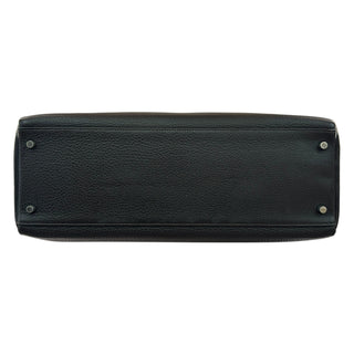 Hermès Kelly 40 Ebene Fjord In Clemence Leather With Gold Hardware