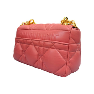 Christian Dior Pink Lambskin Leather Cannage Small Caro Bag