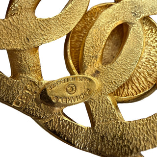 Chanel Vintage Gold Openwork Cuff Bracelet With CC Medallion