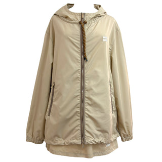 Miu Miu Beige Hooded Nylon Windbreaker Set