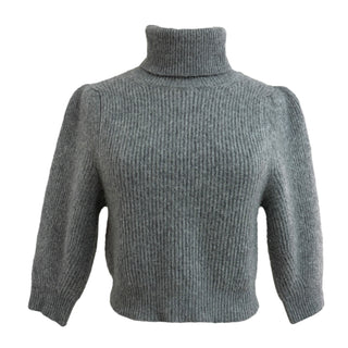Celine Grey Ribbed Wool Turtleneck Sweater