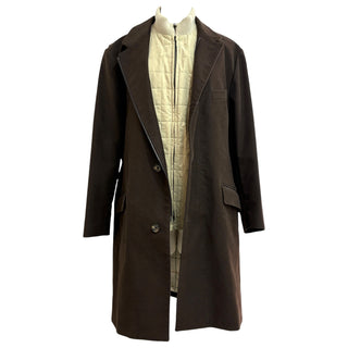 Loro Piana Brown Double-Layer Coat with Quilted Inner Vest