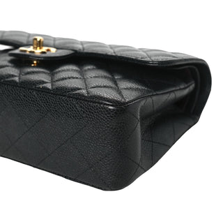 Chanel Black Caviar Skin Small Classic Double Flap Bag With Gold Hardware