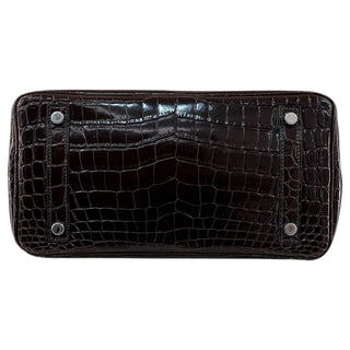 Hermès Birkin 25 Shiny Porosus Crocodile Cocoon With Palladium Hardware