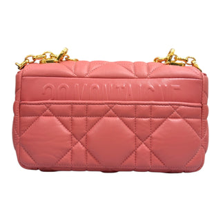 Christian Dior Pink Lambskin Leather Cannage Small Caro Bag