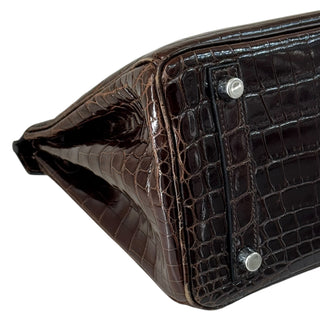 Hermès Birkin 25 Shiny Porosus Crocodile Cocoon With Palladium Hardware