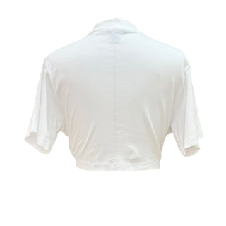 Louis Vuitton White Globe LV Logo Chain Detail Tie-Front T-Shirt