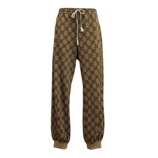 Gucci Beige GG Monogram Drawstring Jogger Pants