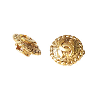 Chanel Vintage CC Clip-On Gold Plated Earrings
