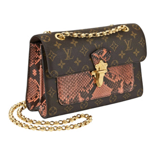 Louis Vuitton Rose Bruyère Python & Monogram Canvas Victoire Bag With Gold Hardware